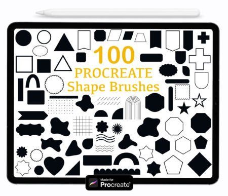 100 Procreate Shape Brushes, Brush Stamp
